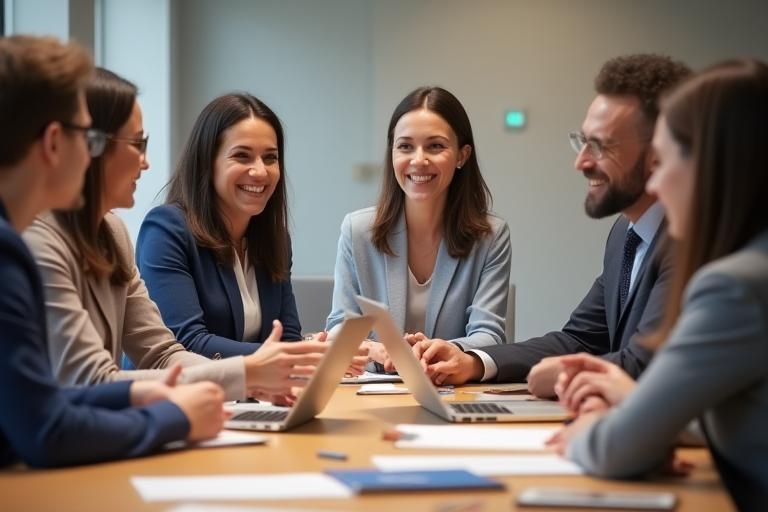 Diverse group of professionals in a productive meeting